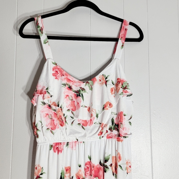 4/$20 Three Pink Hearts Sleeveless White And Pink Floral Print Maxi Dress - Picture 2 of 7